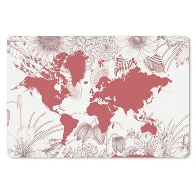 Produktbild von MuchoWow® Schreibtischunterlage Weltkarte - Rosa - Weiß 60x40 cm - XXL Mauspad - Großes Mauspad