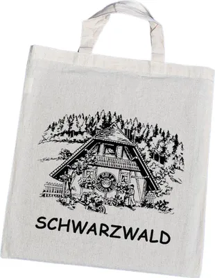 Produktbild von FeineHeimat Baumwolltasche mit Schwarzwald Uhr Motiv 100% Baumwolle 38x42 cm