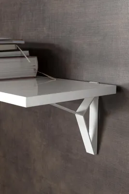 Image de Lot de 2 équerres de fixation murale aluminium mat blanc, P.16 cm