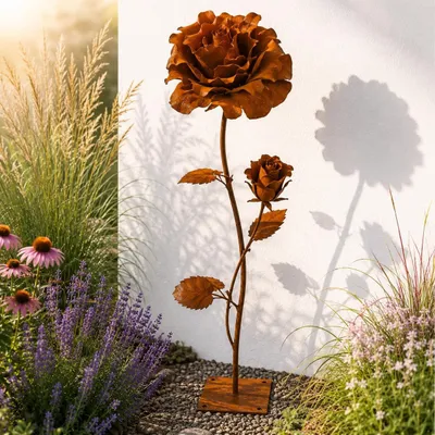 Obrázok produktu pre Kovová dekorácia do záhrady s motívom ruží, 3D, výška 120 cm