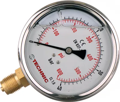 Zdjęcie produktu dla Manometr glicerynowy 100 mm 0-40 bar 1/2" z zaciskiem