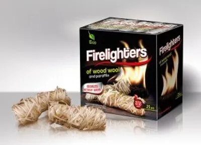 Produktbild von Anzündwolle (25 Stück) Kaminanzünder Grill-Smoker-Ofen Anzünder Holz-Wolle mit Natur-Wachs