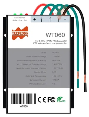 Productafbeelding van Windturbinecontroller, waterdicht ontwerp, brede compatibiliteit, PWM, 600W, 12V/24V