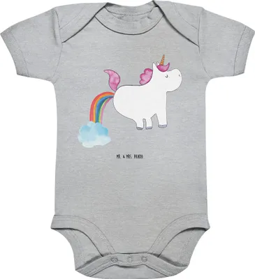 Produktbild von Mr. & Mrs. Panda Strampler Baby Einhorn Pupsen 1. - 3. Monat - Heather Grey - Geschenk, Unicorn, Babystrampler, Pups, Kurzarmbody, Spaß, Freundin, overall, Lustig