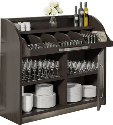 Produktbild von LEA | Besteckschrank | B110cm x H105 | Wenge-Schwarz | 1xTür + 2xBöden | Soft-Close | Holz Kellnerstation Schrank Kommode Servier Gastro