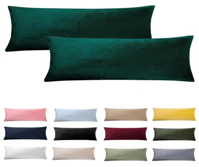 Productafbeelding van Kussensloop voor zijslapers, 40 x 145 cm, donkergroen, fluweel, set van 2