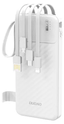 Zdjęcie produktu dla Powerbank Dudao K11 10000Mah Z Wbudowanymi Kablami - Biały