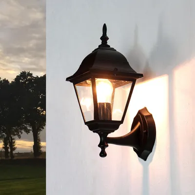 Image de Lampe d'extérieur noire TIROL Rustikal IP44 Jardin Lampe murale Lanterne Outdoor