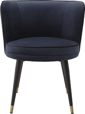 Produktbild von Casa Padrino Luxus Samt Esszimmerstuhl Mitternachtsblau / Schwarz / Messingfarben 62 x 62 x H. 76 cm - Drehbarer Küchenstuhl - Drehstuhl - Vintage Retro Stuhl - Esszimmermöbel