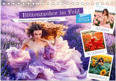 Produktbild von Blütenzauber im Feld - Frauen in farbenprächtiger Landschaften (Tischkalender 2025 DIN A5 quer), CALVENDO Monatskalender