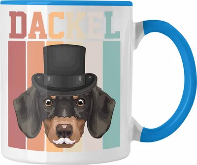 Produktbild von Trendation - Dackel Besitzer Tasse Geschenk Lustiger Spruch Geschenkidee Retro Vinatge Dackel (Blau)