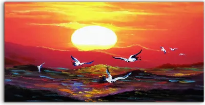 Produktbild von Coloray Acrylbild 140x70  Wandbild Acrylbilder Malerei Acrylfarbe Kunst Sonnenaufgang