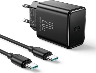 Immagine prodotto di Caricabatterie rapido NEXTBATT 20W PD + cavo USB-C 60W, 1 m - Nero