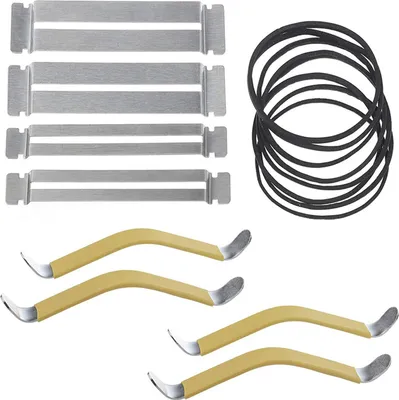 Imagen del producto de Kit combinado de espaciador de cuerdas y protector de diapasón de acero inoxidable, para guitarras, banjos y bajos, con protectores de diapasón en diferentes tamaños