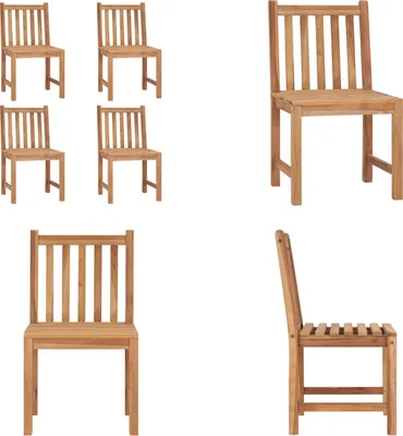 Image de vidaXL Chaises de jardin 4 pcs. Bois massif teck - Chaise de jardin - Chaise de jardin en bois - Chaise de jardin en bois