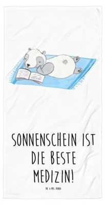 Produktbild von Mr. & Mrs. Panda Strandtuch Sommer Sonnenschein - Weiß - Geschenk, Strand, Winter, Summer Feelings, Handgefertigte Produkte, Sommergefühle, Großes Badehandtuch, Handtuch