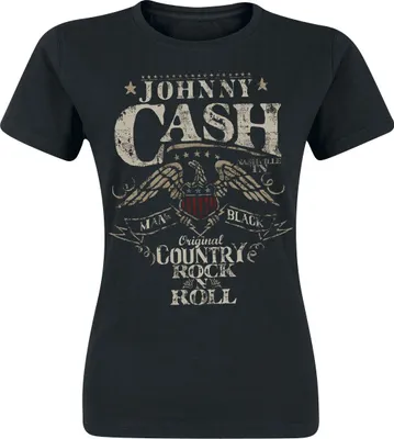 Produktbild von Johnny Cash T-Shirt Damen Rock 'n' Roll schwarz S