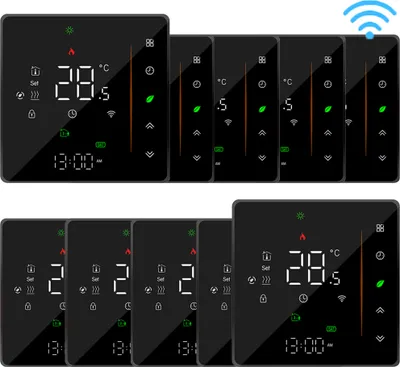 Produktbild von 10X WiFi Intelligent Raumthermostat Thermostat, Warmwasserbereitung, wifi fußbodenheizung APP Control Voice Heizung Kompatibel mit Alexa/Google für zu Hause 5A - Schwarz