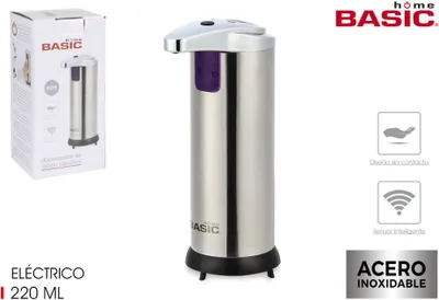 Produktbild von Automatischer Seifenspender mit Sensor Basic Home Edelstahl (220 ml) (12 x 7 x 18,5 cm)