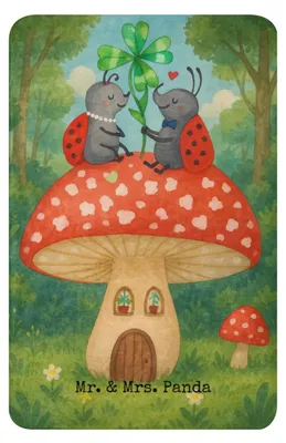 Produktbild von Mr. & Mrs. Panda Tagesdecke Marienkäfer Fliegenpilz Design 100 x 150 cm - Weiß - Geschenk, Wohndecke, Lustige Sprüche, Kuscheldecke, Wohnung, Heimdecke, Haus, Zuhause