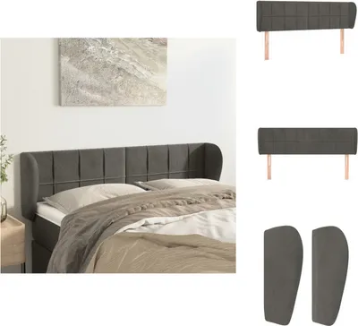 Produktbild von vidaXL Kopfteil mit Ohren Dunkelgrau 147x23x78/88 cm Samt -  Kopf- & Fußenden