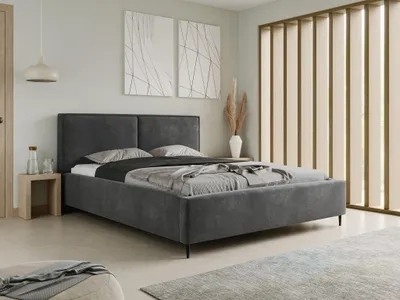Produktbild von Polsterbett 180x200 mit Bettkasten & Metallrahmen ZEN Amon Samt Dunkelgrau inkl. Lattenrost Gasdruckfeder (Ohne Matratze)