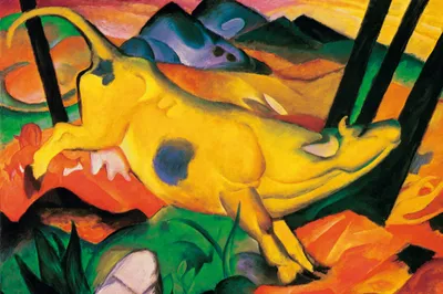 Produktbild von Franz Marc Kunstdruck Bild - Die Gelbe Kuh, 1911 (80 x 120 cm)