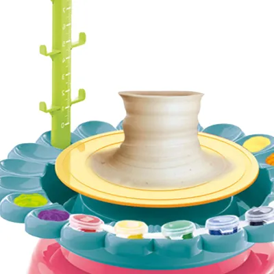 Produktbild von Töpferscheiben-Set für Kinder, DIY, satte Farben, pädagogische Bastelaktivität, Tonmodellierung, Lufttrocknungsmaschine, Grün, Rot