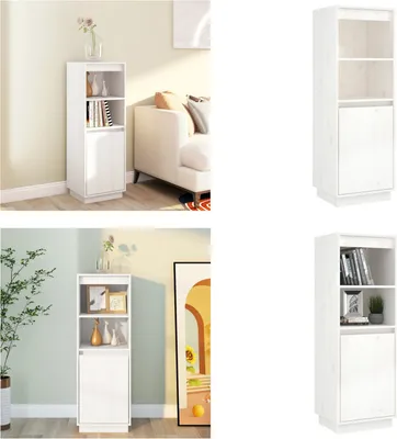 Produktbild von vidaXL Highboard Weiß 37x34x110 cm Massivholz Kiefer - Highboard - Highboards - Highboard Holz - Beistellschrank