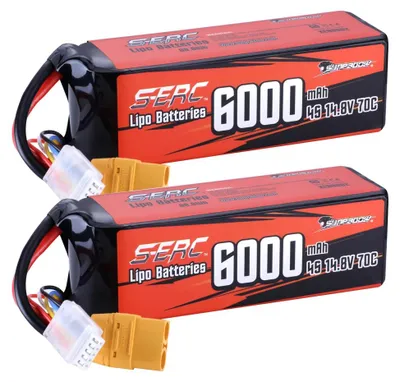 Zdjęcie produktu dla Akumulator Lipo, pojemność 6000mAh, prędkość rozładowania 70C, 6000-4S70C-XT90-2szt, 148V