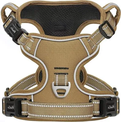 Image de Collier réfléchissant pour chien avec poignée, pour randonnées canines - Entraînement - Kaki XL
