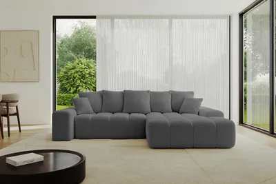 Produktbild von ALTDECOR Ecksofa mit Schlaffunktion und Bettkasten ENSI-L - 267x164x69 cm Grau - Corner Sofa Bett Eckcouch Couch L-Form Schlafcouch Ausziehbar Wohnlandschaft Schlafsofa Couchsofa