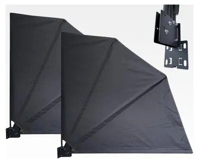 Produktbild von 2er Set Balkonfächer 140 x 140 cm Grau, Easy Mount Wandplatte, Sichtschutz Fächer blickdicht, Windschutz Trennwand wetterfest