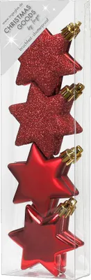 Produktbild von Christbaumschmuck Sterne 6cm Kunststoff 8er Set - Rot