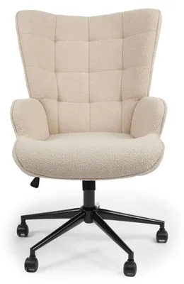 Image de MENZZO Fauteuil de bureau moderne à haut dossier Florelo Tissu bouclette Beige