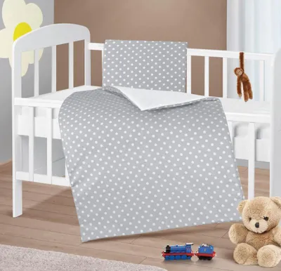 Image de Couette et oreiller pour bébé - 75x100 cm, 42x32 cm - Gris,Blanc