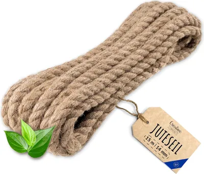 Obrázok produktu pre Creative Deco Jutové lano Jutový povraz | 15m Dlhé 14mm Silný | Konopné lano z juty | Krútené prírodné vlákno
