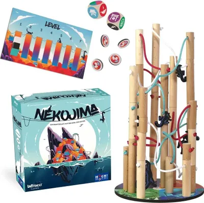 Produktbild von HUCH! | Nekojima | Gesellschaftsspiele ab 7 Jahre | Geschicklichkeitsspiele | Schulkinder | Geschenke aus Holz | Insel der Katzen in Japan | Für 1 bis 5 Spieler ab 7 Jahren