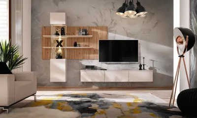 Produktbild von Wohnzimmer-Set KAMI – Kaschmir / Eiche (handwerklich verarbeitet)
