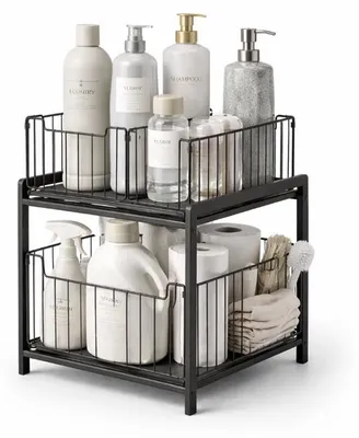 Immagine prodotto di Mobile a due ante con 2 ripiani – Cassetti estraibili e regolabili in altezza per cucina, bagno e dispensa