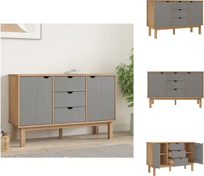 Image de vidaXL Sideboard OTTA Marron&Gris 113,5x43x73 cm Pin massif - Sideboards