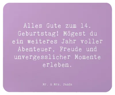 Produktbild von Mr. & Mrs. Panda Mouse Pad Spruch 14. Geburtstag - Lavendeltraum - Geschenk, Mousepad, Erinnerungen, Happy Birthday, mousematte, computermatte, laptop mauspad, Freude