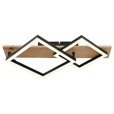 Produktbild von LED Deckenlampe, Metall, Holzoptik, schwarz, L 47,5 cm