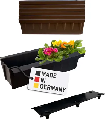 Produktbild von BURI 6 Euro-Paletten Blumenkästen-Einsätze inkl. Bewässerungsmatte | mit Hängesystem zum Einhängen | 37,3cm Braun | Pflanzkasten für Europalette Palette | Balkonkasten | Blumentopf | extrem stabil