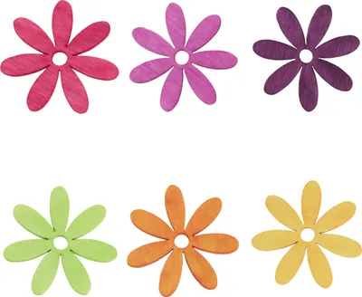 Produktbild von Holzblumen Streudeko Tischdeko Sommer Bunt 4cm 72 St