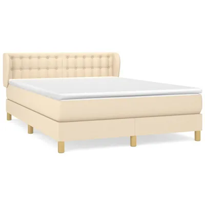 Produktbild von vidaXL Boxspringbett mit Matratze Creme 140x190 cm Stoff