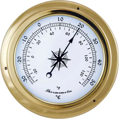 Produktbild von Thermometer aus Messing, 14,5x10x4,2cm – Retro Stil Nautische Dekoration