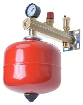 Image de Aqbau® Kit de vase d'expansion membranaire de 8 litres pour chauffage, avec groupe de sécurité en laiton, réservoir de compensation de pression, vase de compensation, réservoir sous pression, couleur blanche