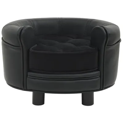 Produktbild von vidaXL Hundesofa Schwarz 48x48x32 cm Plüsch und Kunstleder
