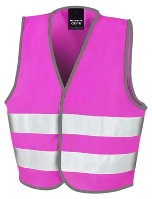 Imagen del producto de Chaleco reflectante de alta visibilidad "Enhanced Visibility" para niños, modelo FK2959 (talla 110-116), color rosa fluorescente